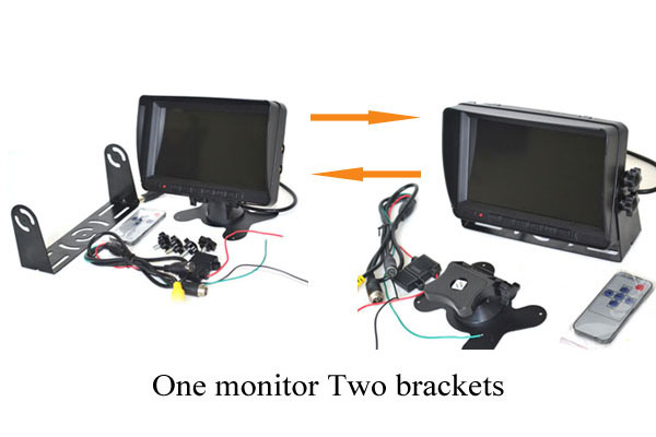 7 inch rear view monitor with 2 brackets